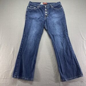 Zena Jeans Straight Leg Womens 14P Blue Button Fly Denim Pants 737-0218-65